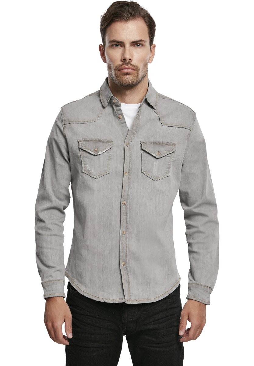 

Рубашка Herren Riley Denimshirt Brandit, цвет grey, Серый, Рубашка Herren Riley Denimshirt Brandit, цвет grey