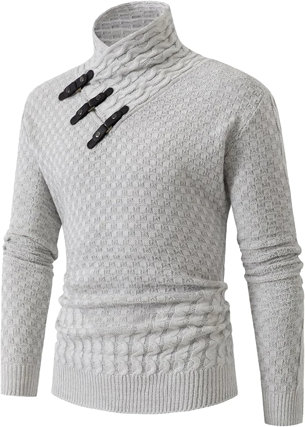 

Мужской вязаный свитер с воротником-стойкой Slim Fit BESKWJE