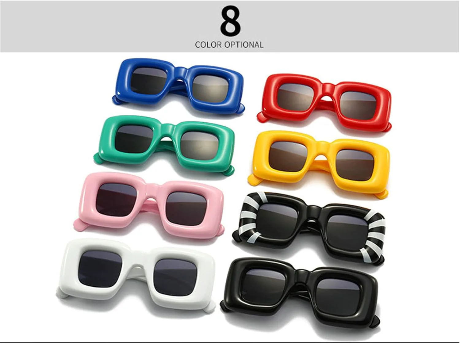 

Солнцезащитные очки Willochra Y2K конфетного цвета для женщин, футуристические, модные, с толстой оправой, для мужчин, в стиле панк, 3pcs-black White&black&red