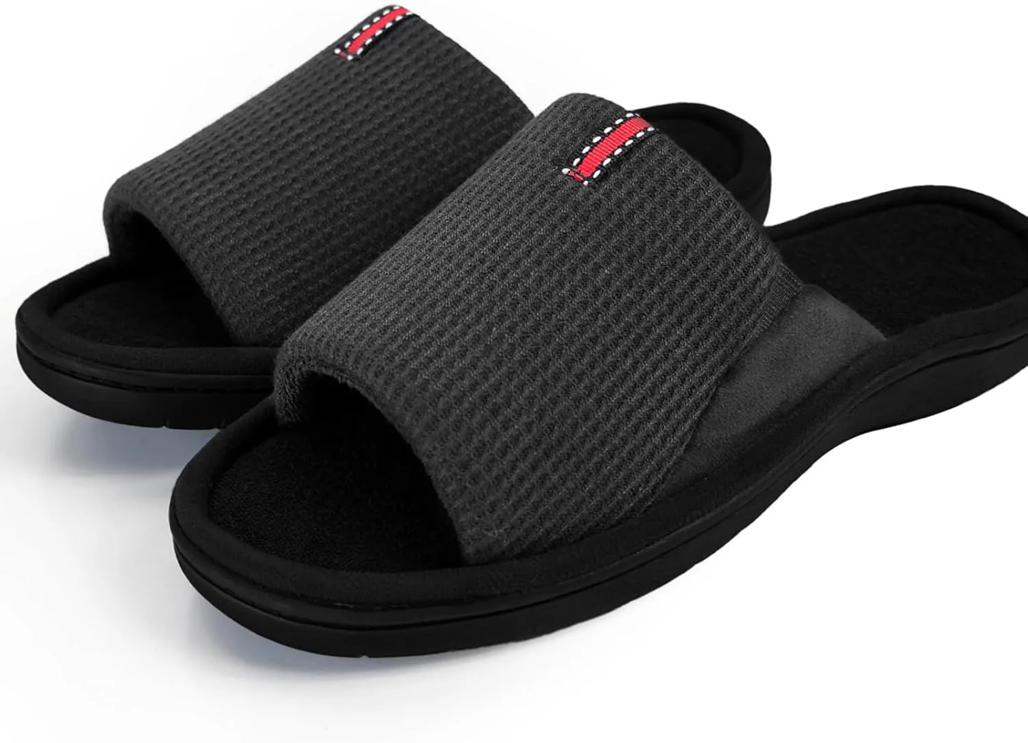 

Легкие домашние тапочки WALKFUN для мужчин с открытым носком, мягкие, для ношения в помещении, мужские шлепанцы с памятью формы для спальни и патио, на все сезоны, серый черный