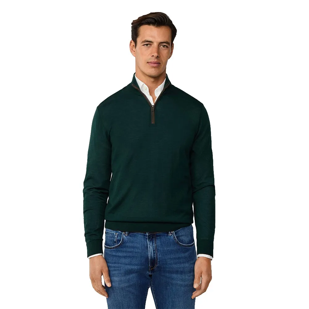 

Свитер Hackett Merino Silk half zip, зеленый