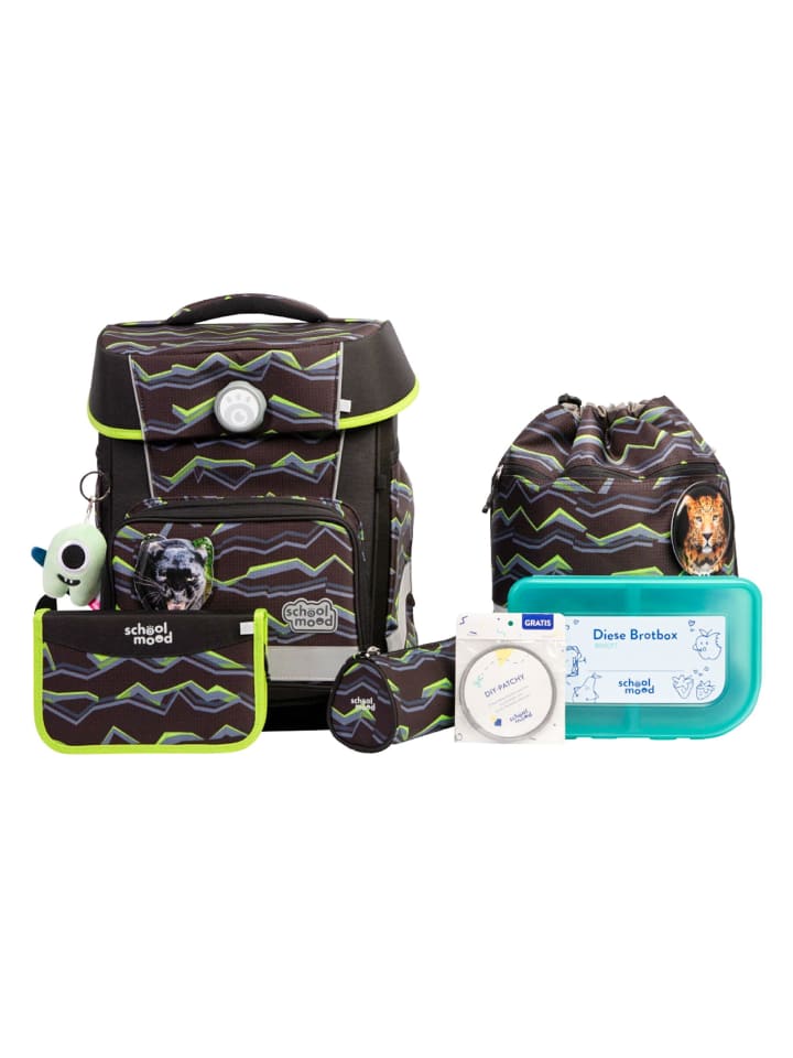 

SCHOOL-MOOD Школьный рюкзак Champion Maxx Pro Mila, 7 предметов, с изображением большой кошки