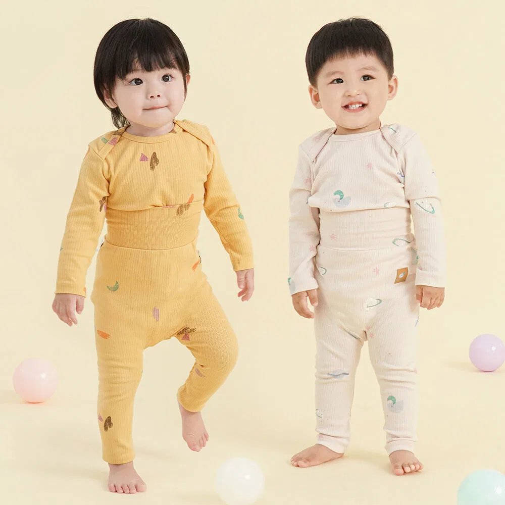 Детский комплект для сна Bamboo Rib Knit Space Forest с длинными рукавами от Bamboobebe