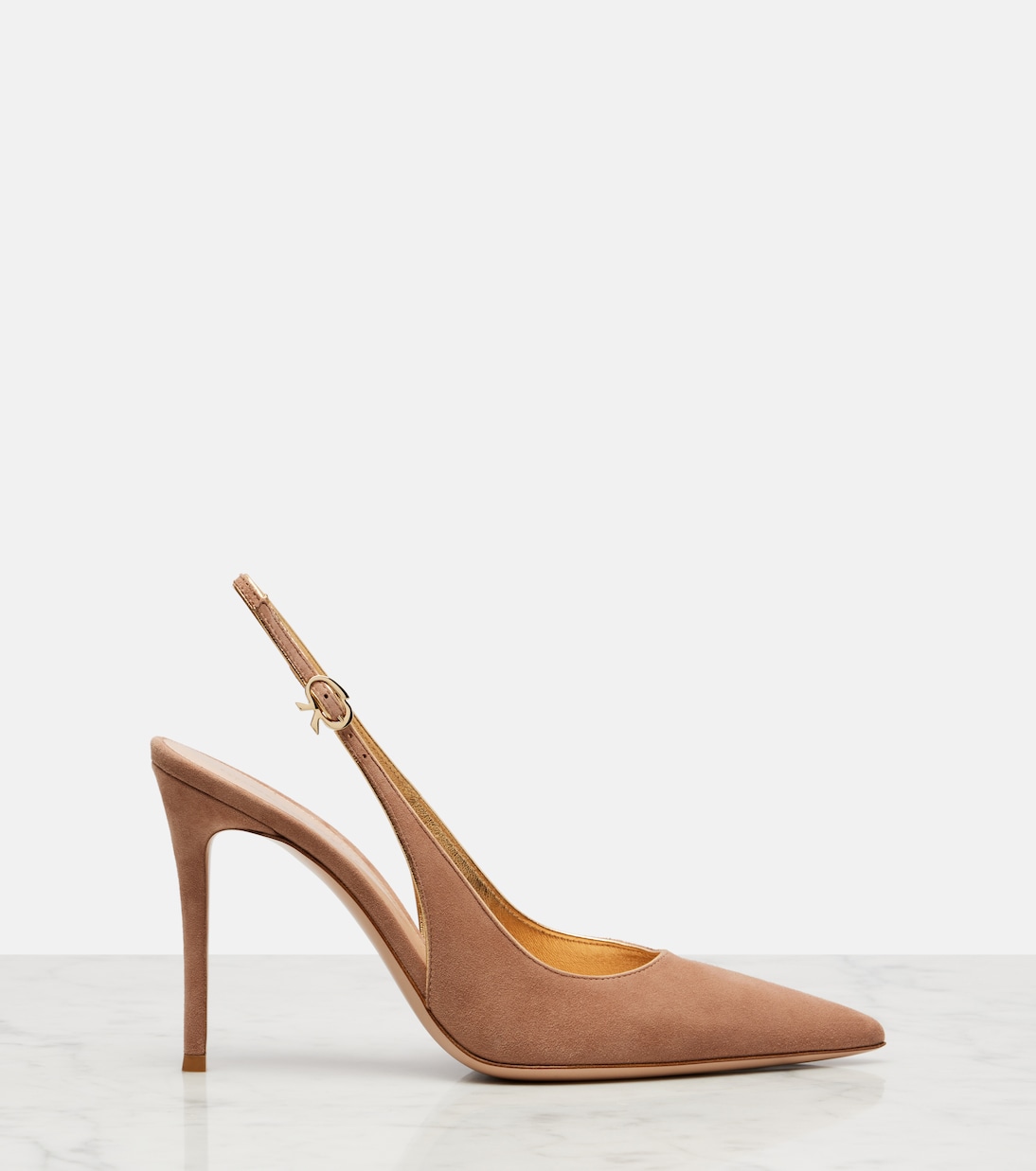 Robbie 95 замшевые босоножки на шлейках Gianvito Rossi, Praline+Mekong — фото 4