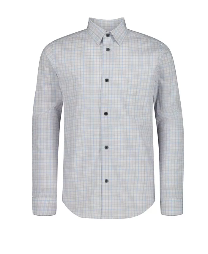 

Длинная рубашка с рукавами в клетку Big Boys Stretch Multi Plaid Calvin Klein, серый