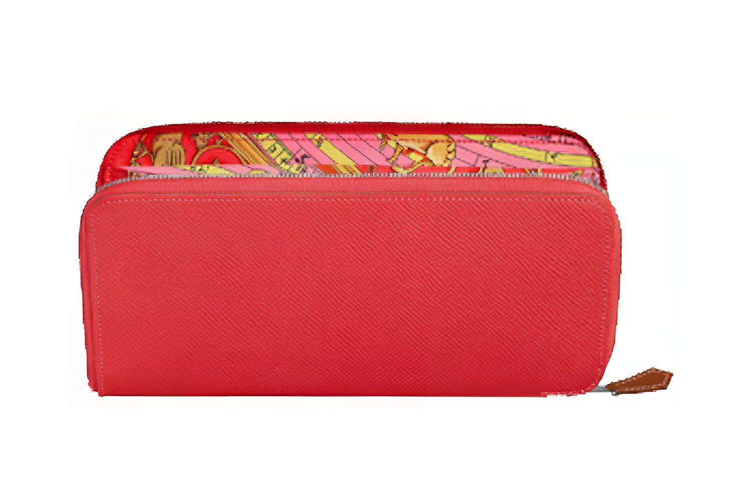

HERMES Шёлковый кошелек из коровьей кожи Jaipur Pink для женщин