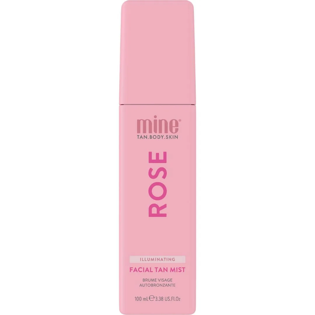Minetan Rose Face Tan Mist, прозрачный спрей для лица, постепенный автозагар с розовой водой и витамином C, увлажняющий, золотистый финиш, 100 мл Minetan Body.Skin, Warm Bronze