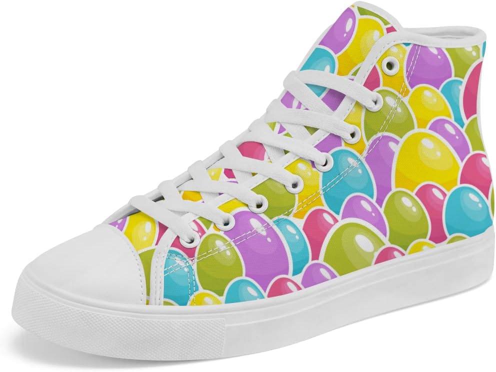 

Высокие кеды из холста с пасхальным дизайном Пасхальные высокие кеды на шнуровке Повседневная обувь Подарки для мужчин и женщин Chebing, 612 Multicolor