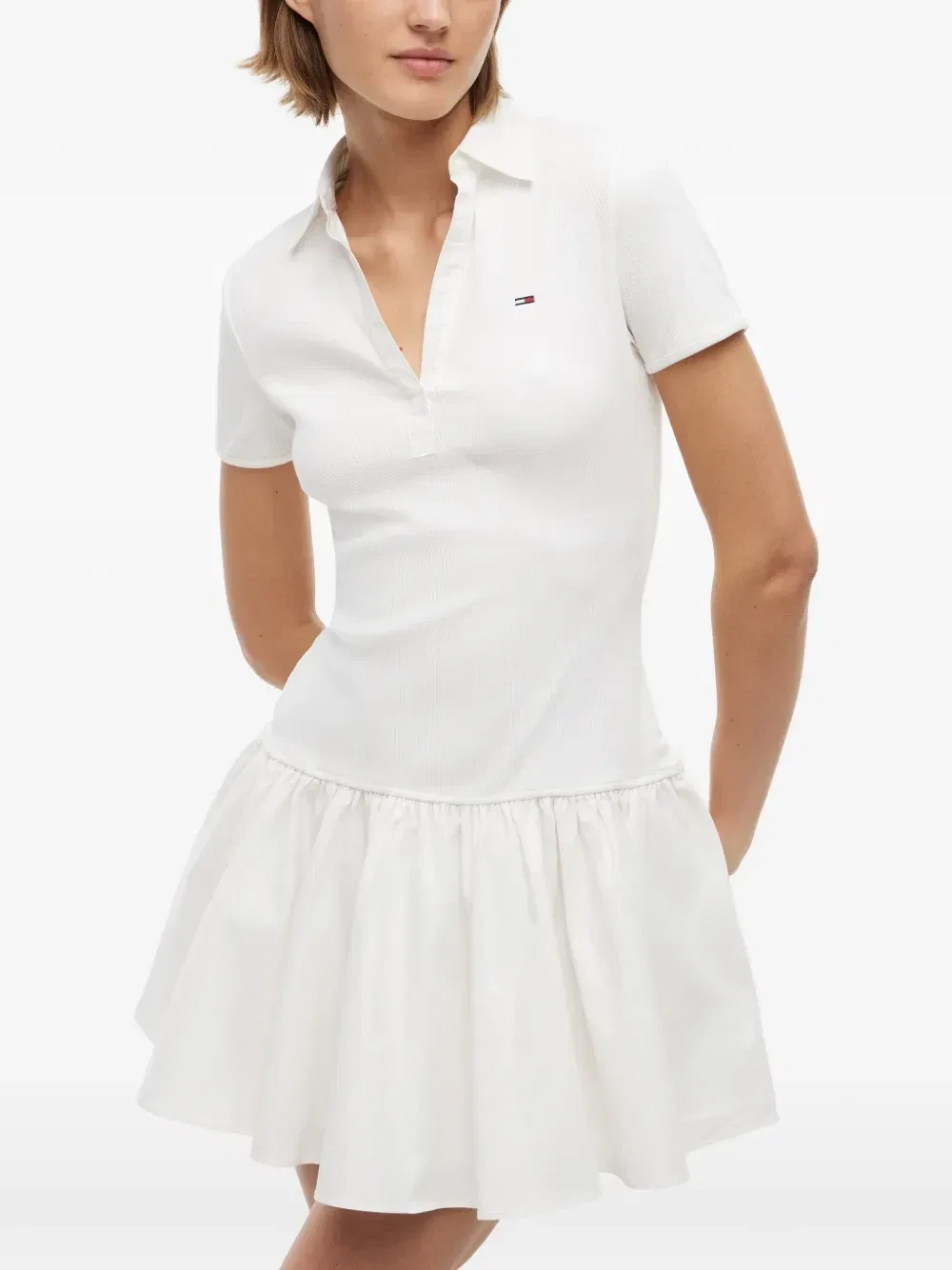 Мини-платье в рубчик с оборками Tommy Hilfiger, белый