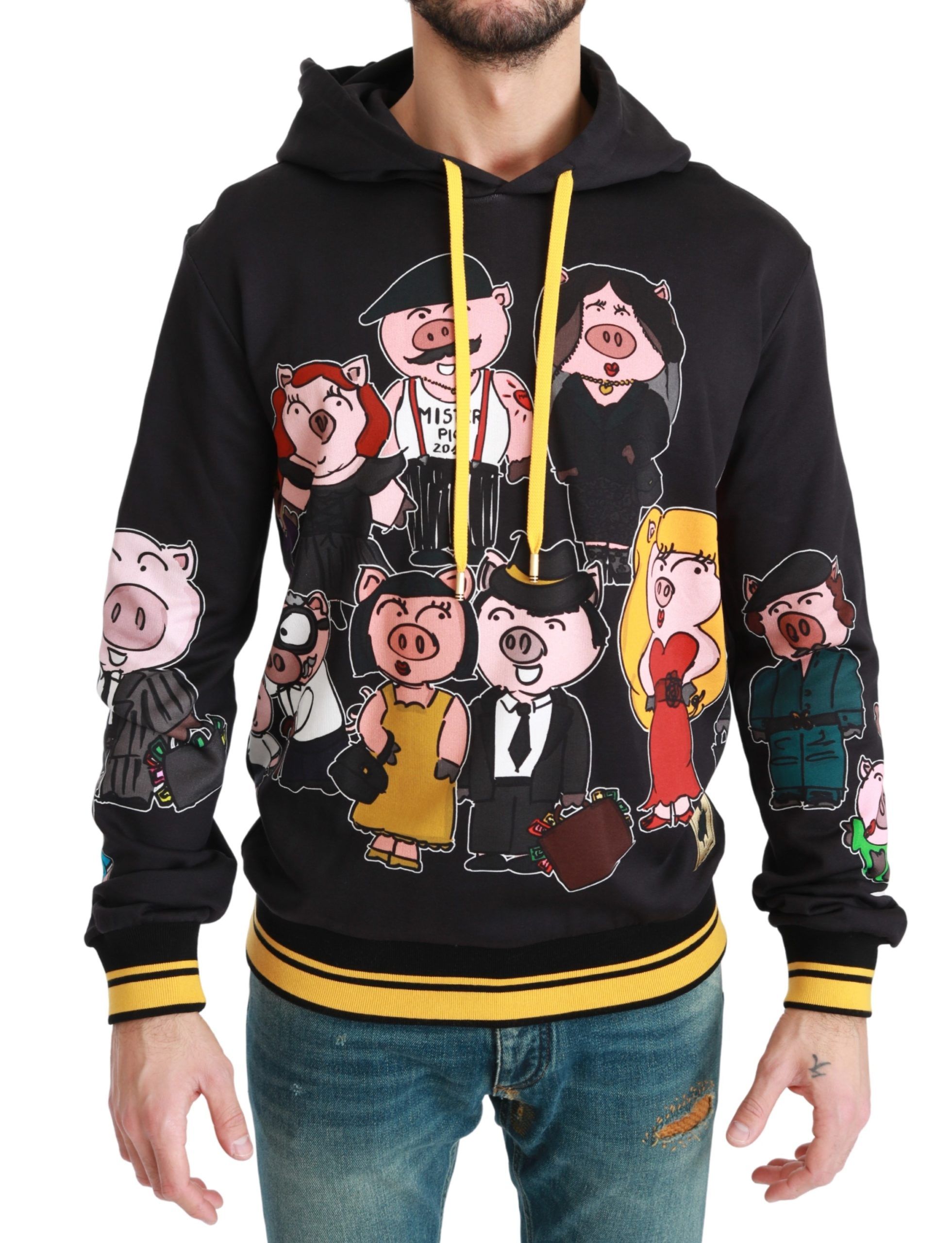 

Шикарный черный свитер с капюшоном с разноцветным мотивом Dolce & Gabbana