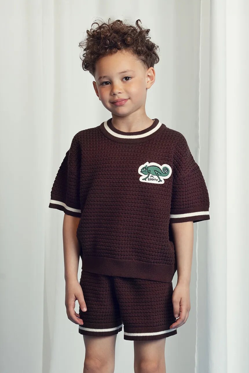 

Футболка из хлопка для детей Lizard Mini Rodini, коричневый