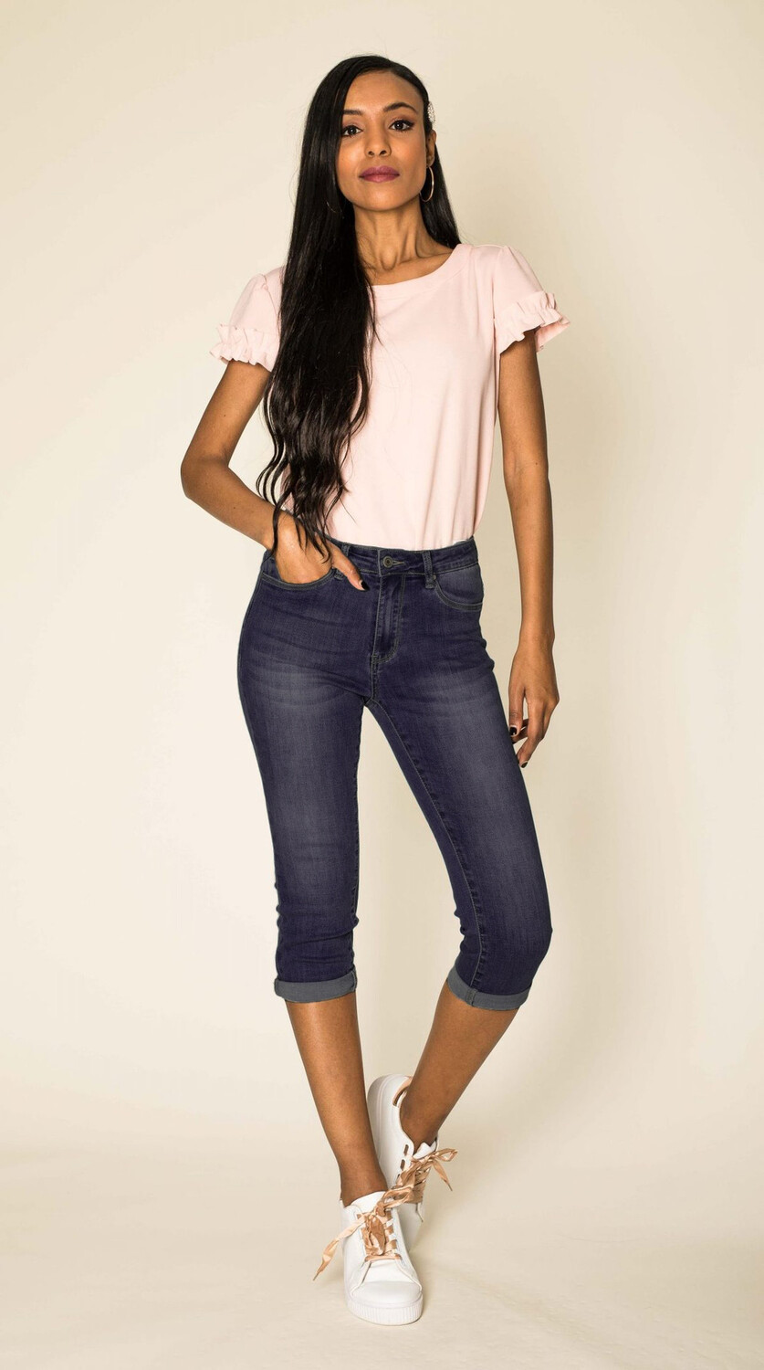 

Шорты Nina Carter Capri Jeans Stretch Skinny 3/4 Bermuda Kurze Hose Weich, темно синий