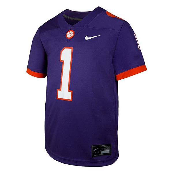 Молодежная реплика игровой футболки clemson tigers untouchable #1 purple Nike — фото 3