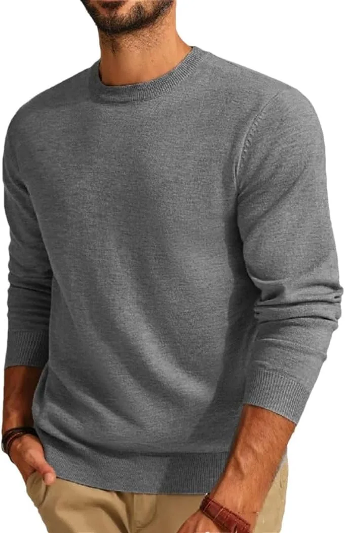 

Мужской свитер из шерсти с длинным рукавом и круглым вырезом