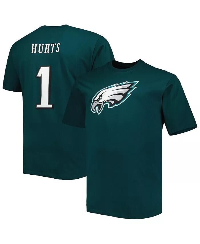 

Мужская футболка Jalen Hurts Midnight Green Philadelphia Eagles Big and Tall с именем и номером игрока Fanatics