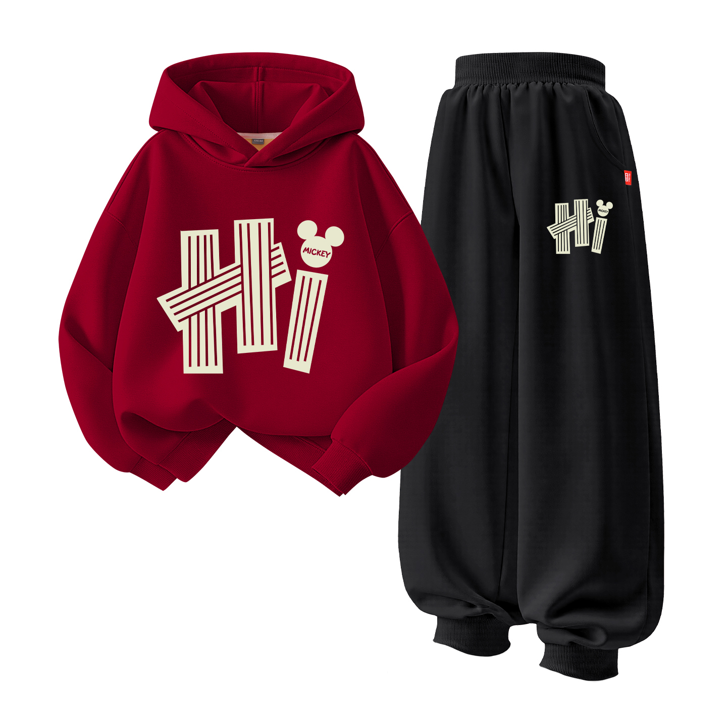 Детская повседневная спортивная одежда Disney, [Thickened and Fleece-Lined]Dihalo Burgundy+Dihalo Gray — фото 3