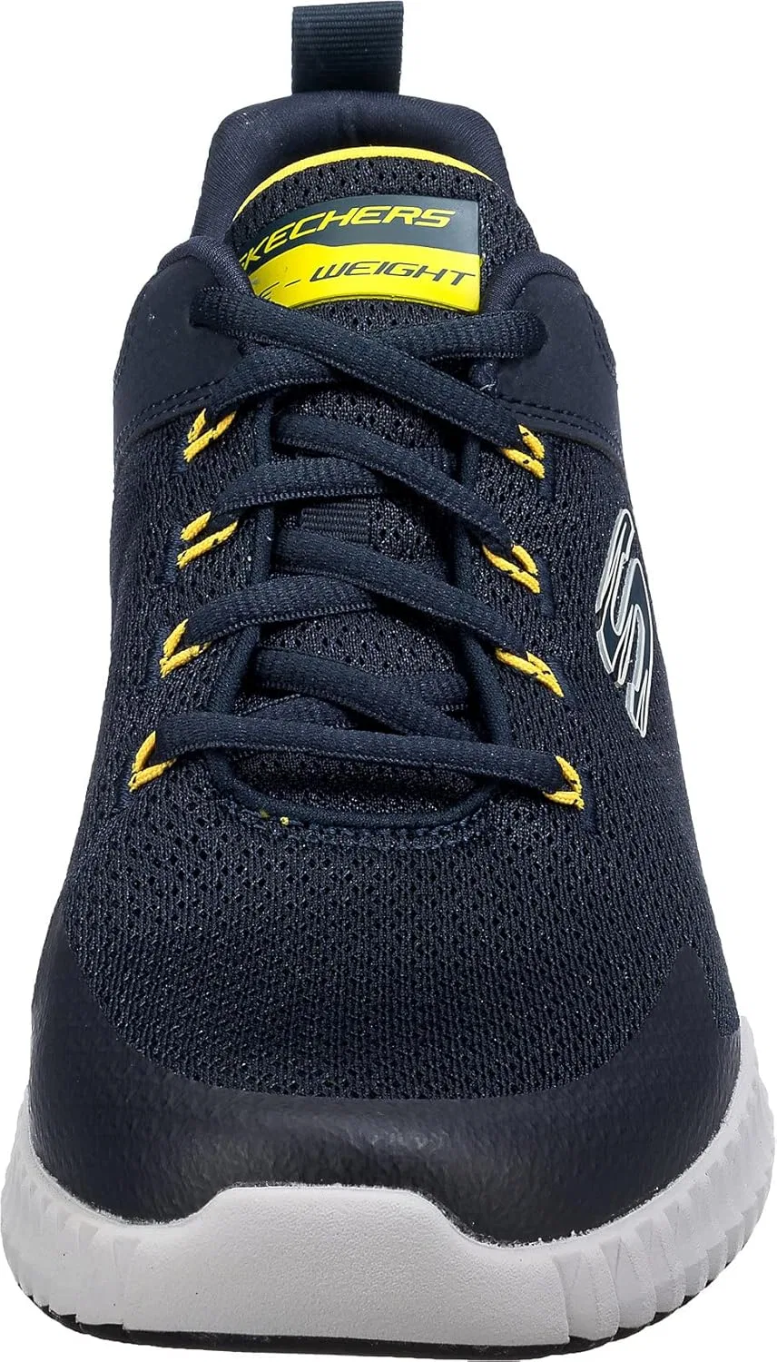 Мужские прогулочные кроссовки Skechers Elite Flex Prime, Navy Mesh Pu Yellow Trim — фото 3
