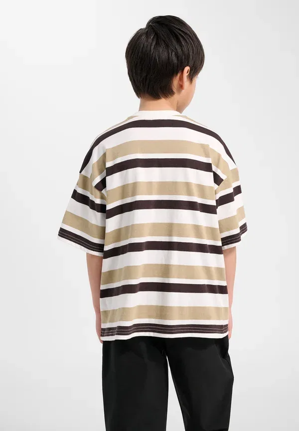Футболка Hummel Hmljr silly s/s boxy stripe print t-shirt, серебристая норка — фото 3