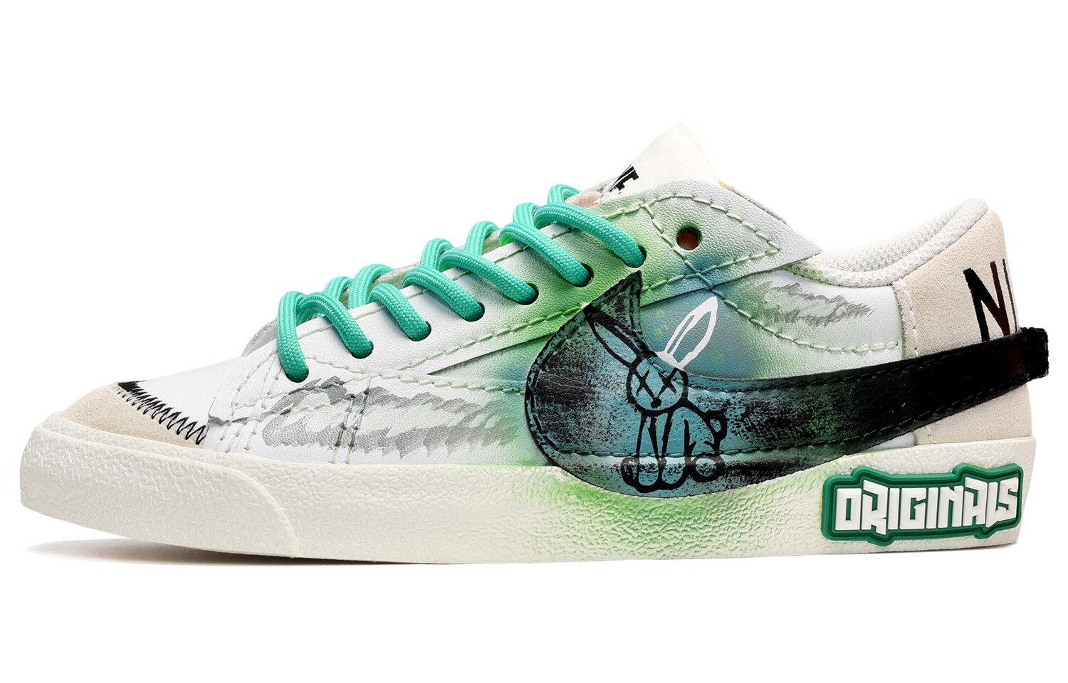 

Кроссовки Nike Blazer Skateboard Shoes Women's Low-Top White Black Green