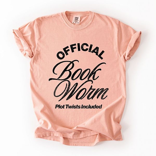 

Футболка женская garment dyed с принтом "Official book worm plot twists included" Simply Sage Market, Peachy, Зеленый, Футболка женская garment dyed с принтом "Official book worm plot twists included" Simply Sage Market, Peachy
