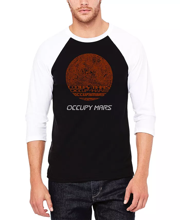

Мужская футболка с надписью Occupy Mars и регланными рукавами в бейсбольном стиле LA Pop Art, черный