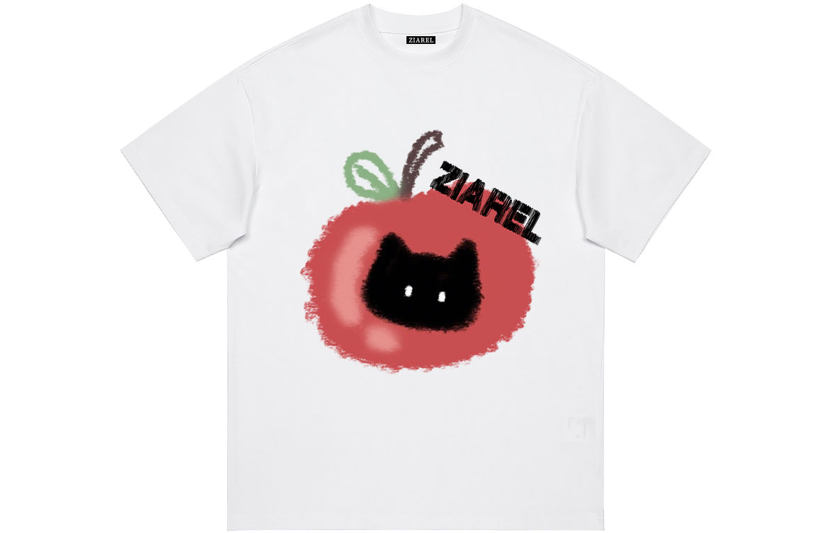 

Футболка Unisex Crew Neck Moderate Heavyweight ZIAREL, белый[tomato черный cat]