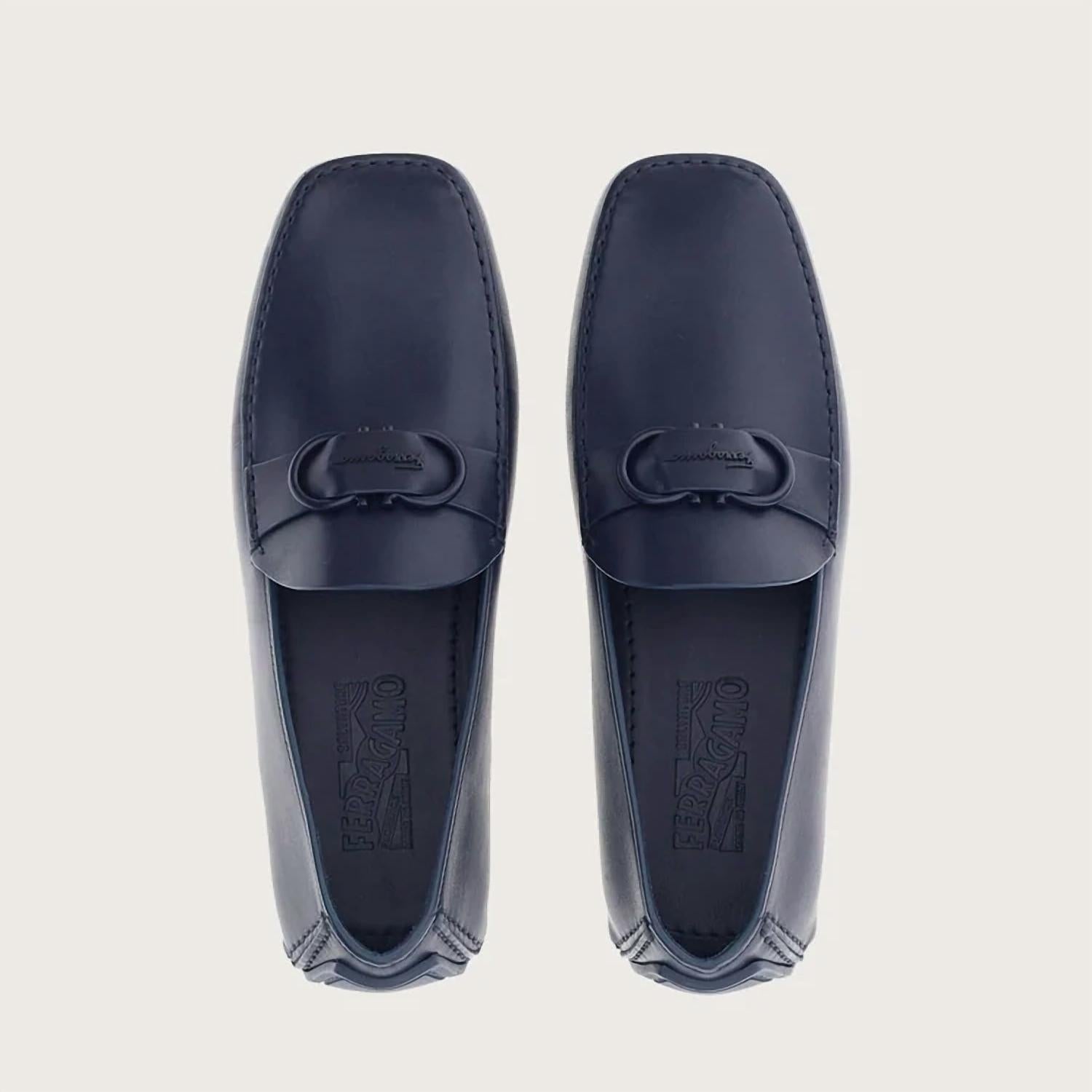 Мужские туфли для вождения Gancini Palinuro синего цвета Salvatore Ferragamo, синий — фото 3