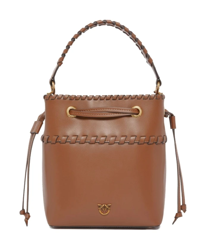 

Коричнево-Золотая кожаная сумочка Pinko, коричневый