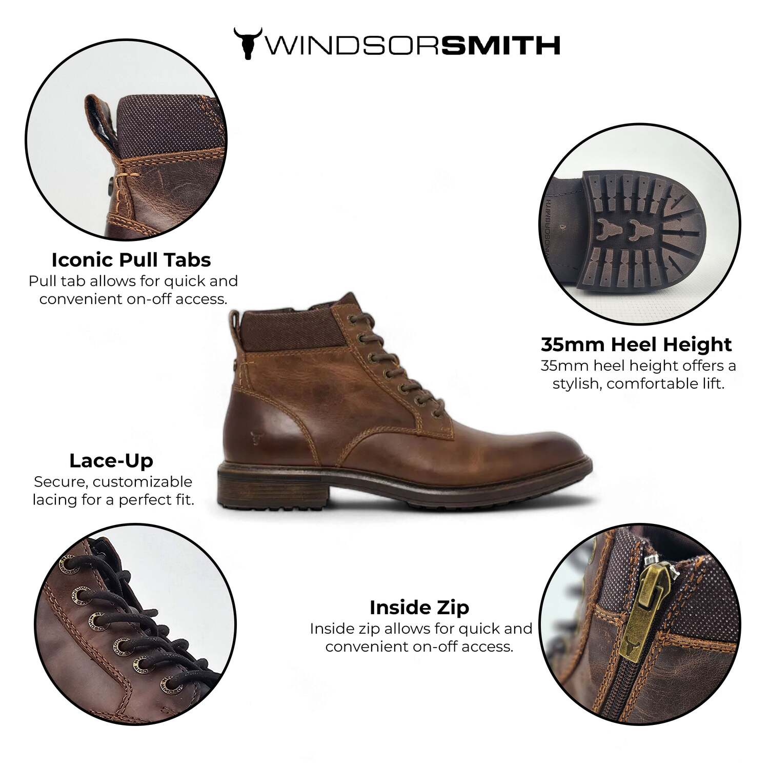 Виндсорсмит Коричневые кожаные повседневные ботинки Челси - Бо Windsorsmith — фото 2