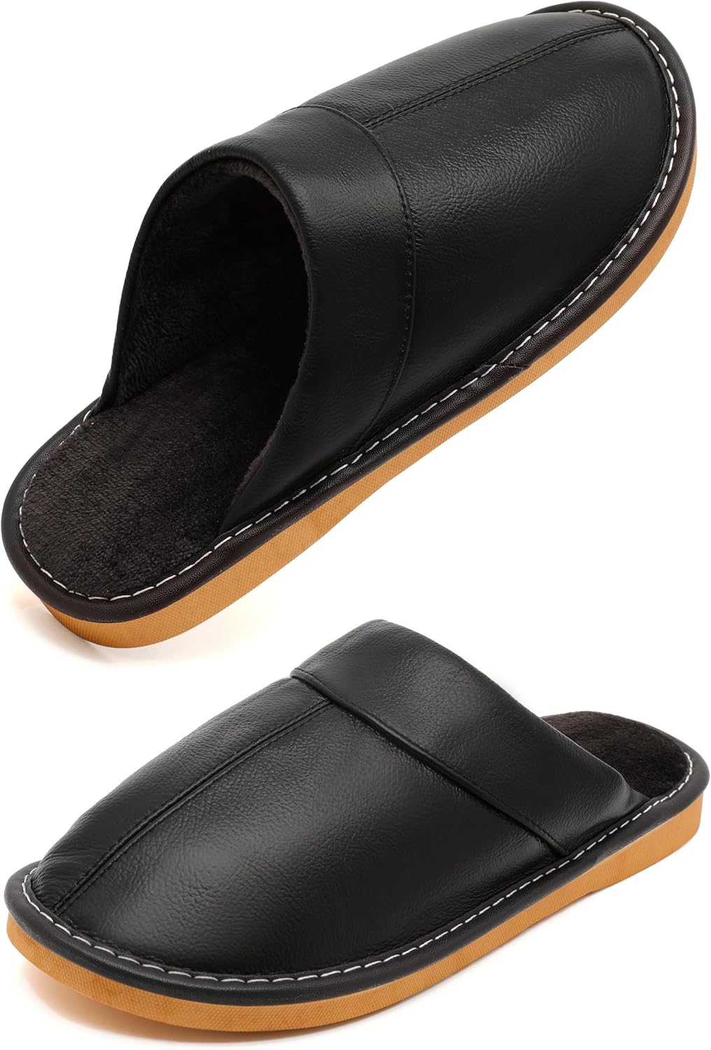 

Тапочки Kiemorgy для женщин и мужчин, из натуральной кожи, для дома и улицы, с мягкой подкладкой, уютные тапочки для спальни, женские сандалии на смену, черный