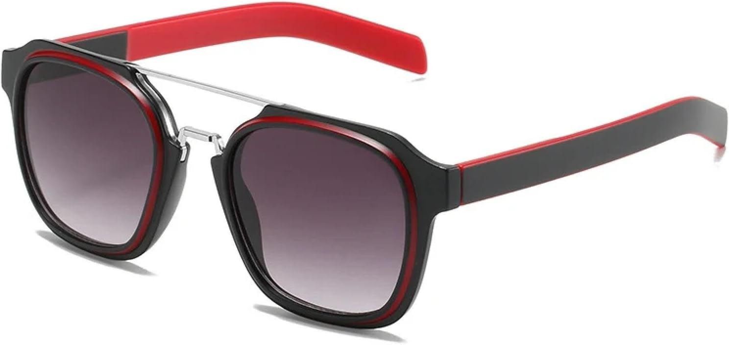 

Модные винтажные солнцезащитные очки с двойной перемычкой для женщин и мужчин, роскошные, для активного отдыха и вождения, с защитой от УФ-излучения UV400 TKKTLLT, Red Gradient Gray