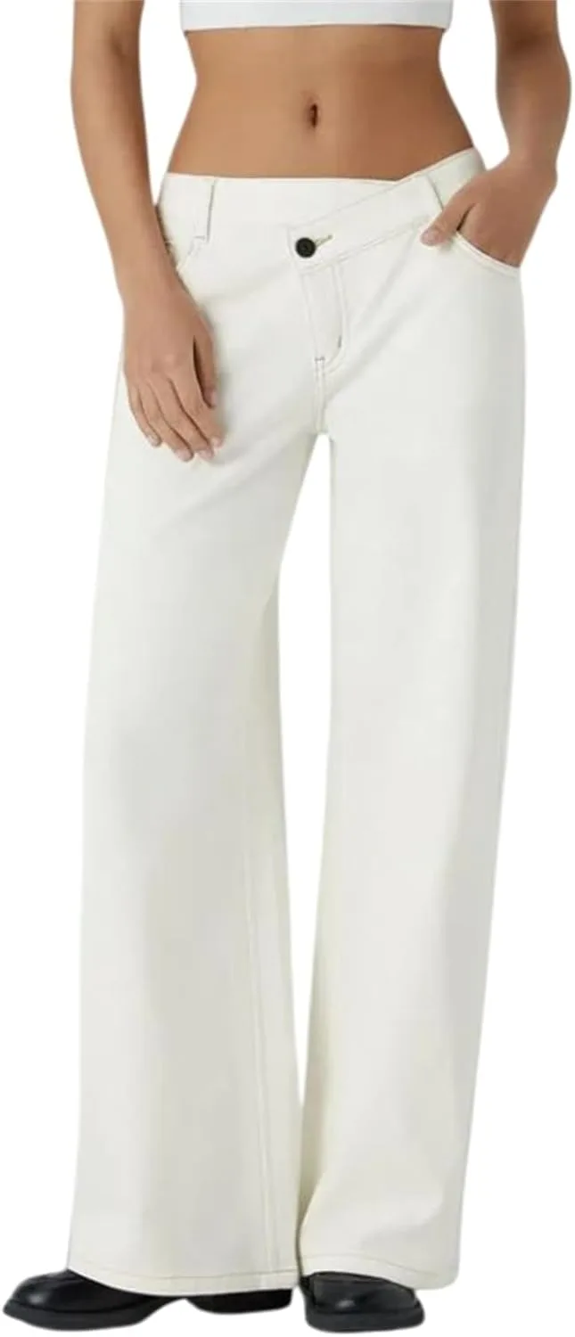 

Женские джинсы Stretch Straight Leg, асимметричные низкие свободные