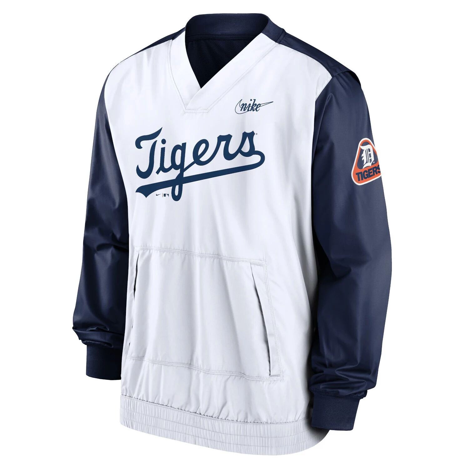 

Мужской темно-синий/белый пуловер с v-образным вырезом Detroit Tigers Cooperstown Collection Nike