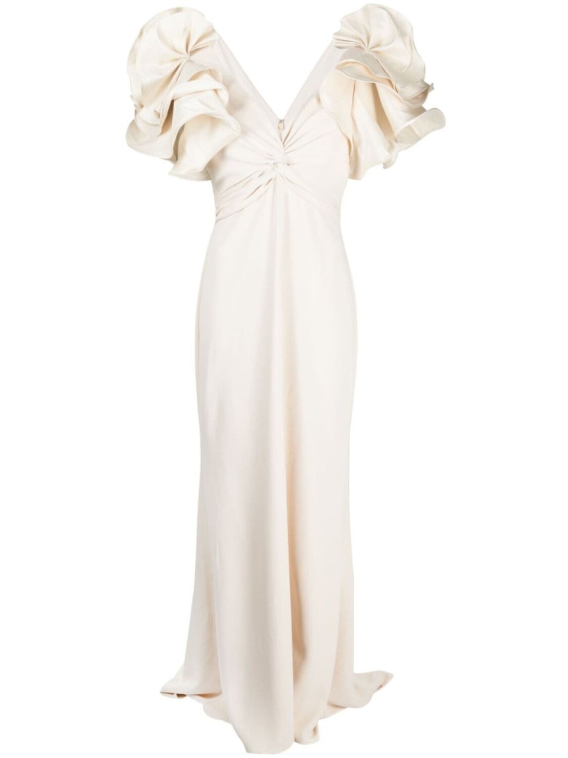 

Badgley Mischka длинное платье с оборками, нейтральный цвет