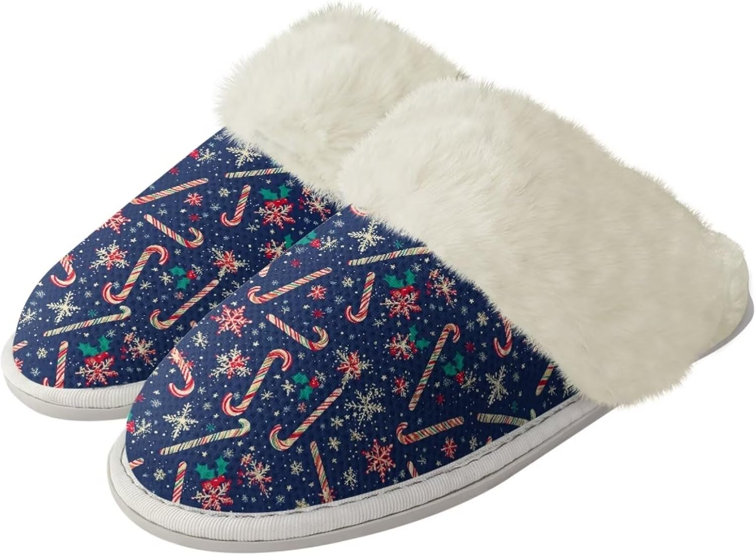 

Женские и мужские теплые тапочки мягкие плюшевые домашние тапочки с противоскользящей подошвой, пушистым воротником, для спальни, для дома и улицы Jiquruby, Christmas Crutches