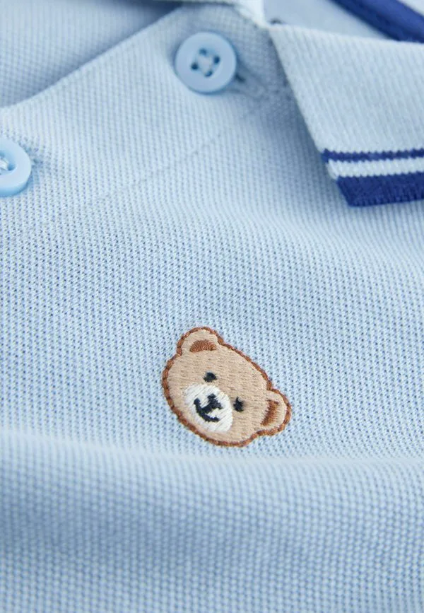 Однотонная стандартная рубашка поло с коротким рукавом Next, Blue Bear — фото 2