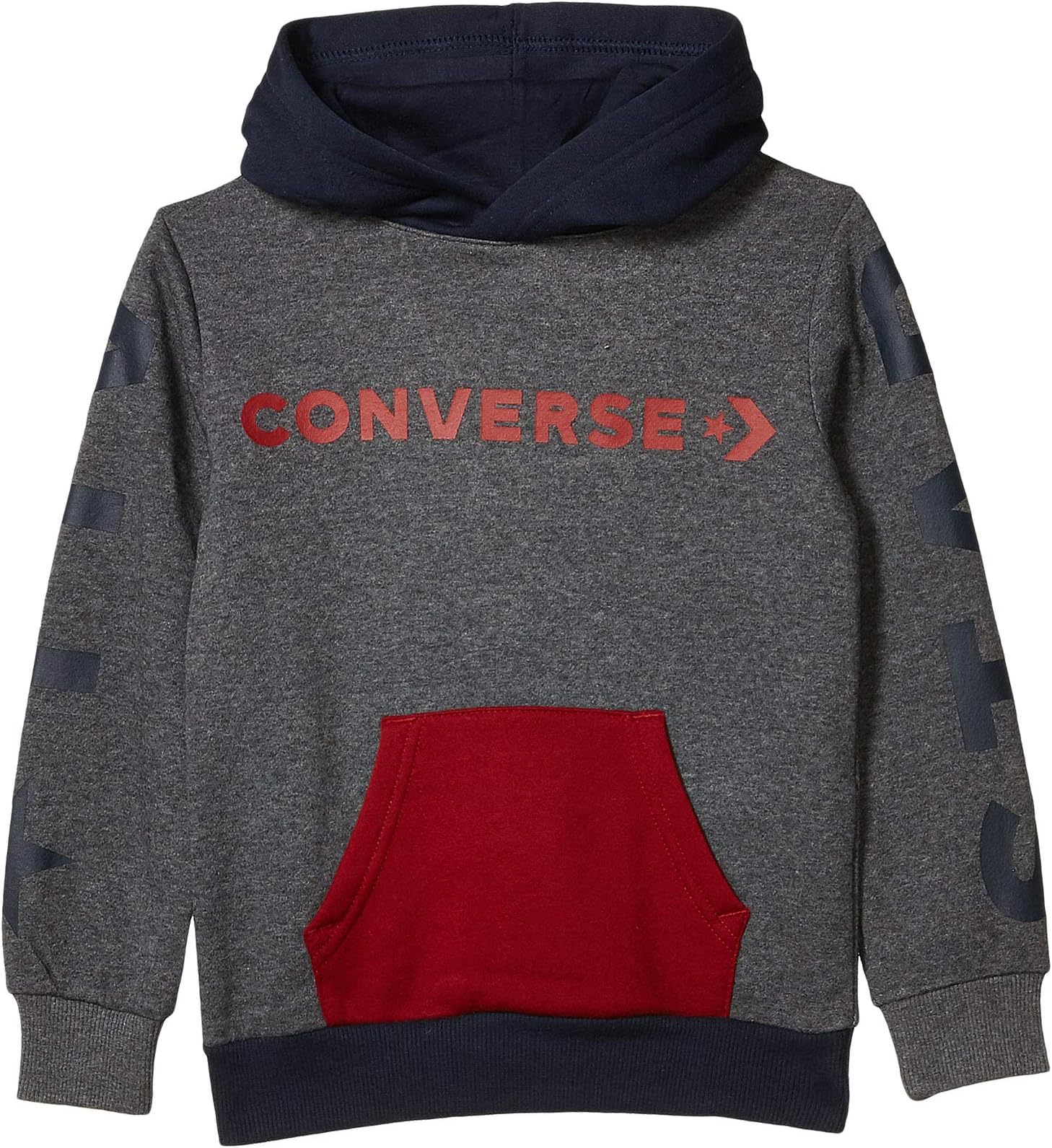 

Худи Converse Wordmark Fleece Color Block Pullover Hoodie, цвет Charcoal Heather