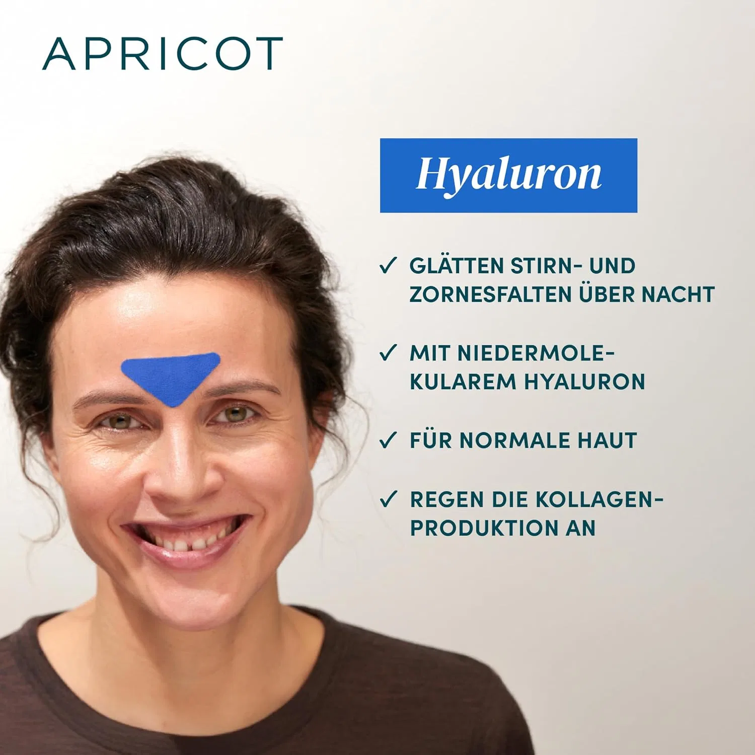 Патчи от морщин с гиалуроновой кислотой «Down the Frown» от Apricot, 120 шт. Apricot Beauty & Healthcare, Hyaluronic (Blue) For Normal To Dry Skin — фото 2