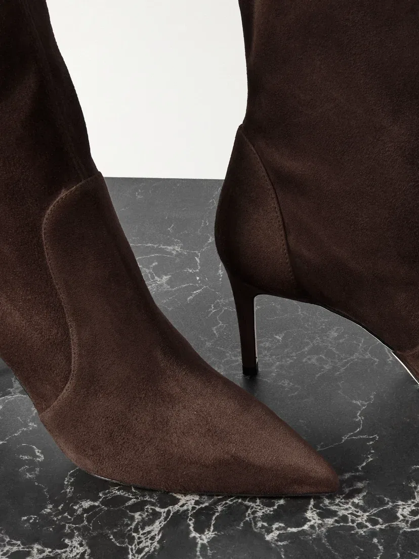 Сапоги-ботильоны Stuart Power из замши Stuart Weitzman, коричневый — фото 4