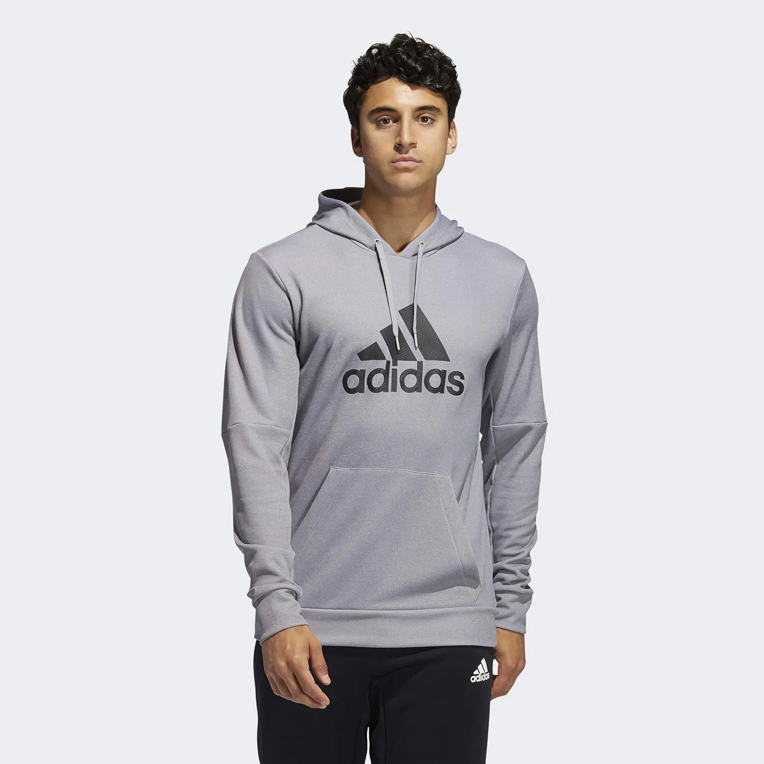 Толстовка Adidas Mens Back to School Badge of Sport, серый/черный — фото 2