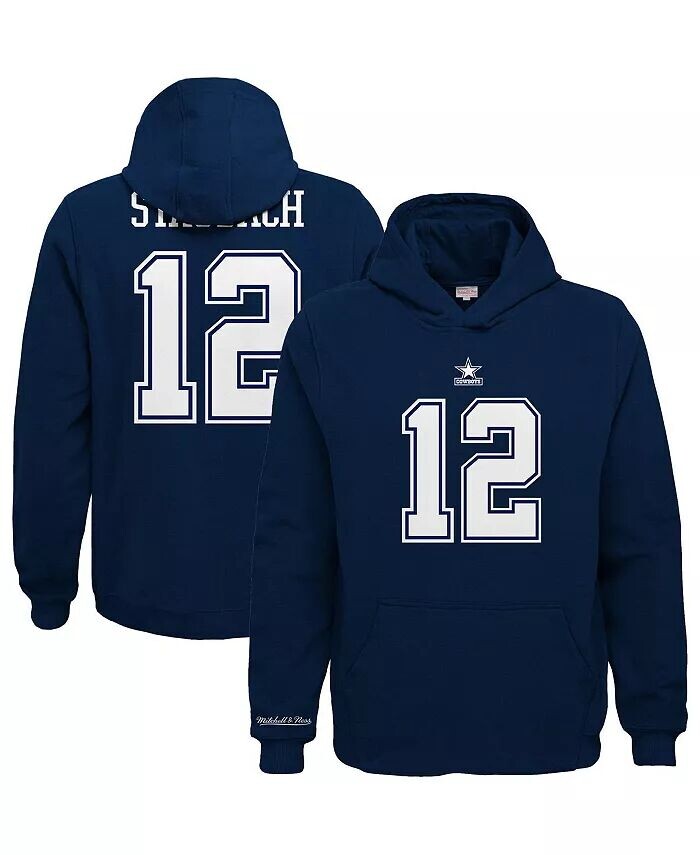 

Пуловер с капюшоном Big Boys Navy Dallas Cowboys с именем и номером игрока в отставке Mitchell & Ness