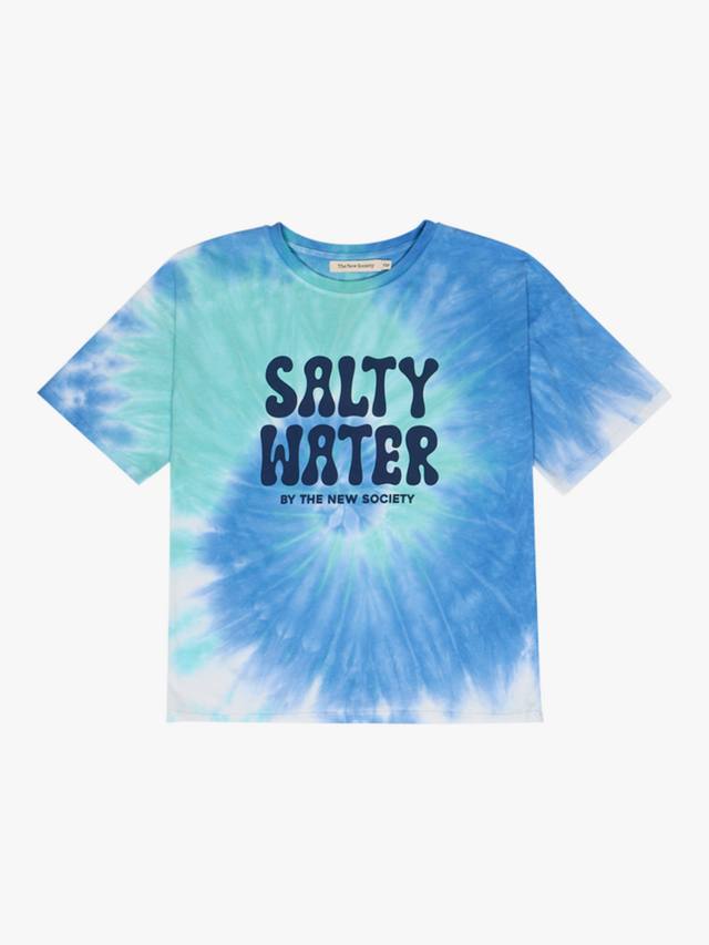 

Детская футболка Rhea с коротким рукавом, хлопок, тай-дай, с логотипом The New Society, Cobalto