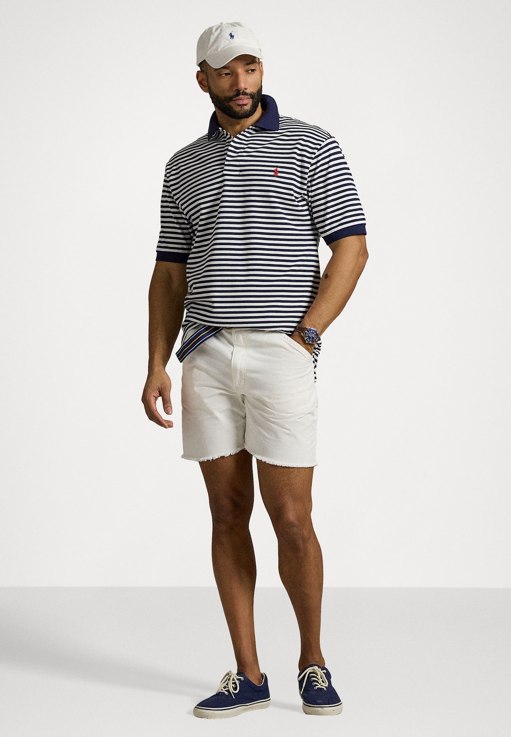 

Рубашка поло STRIPED MESH POLO SHIRT Polo Ralph Lauren Big & Tall, белый