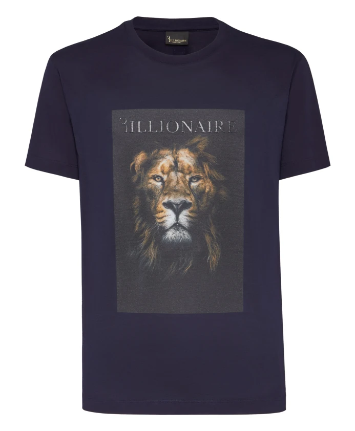 

Футболка с круглым вырезом и изображением льва. Billionaire, синий