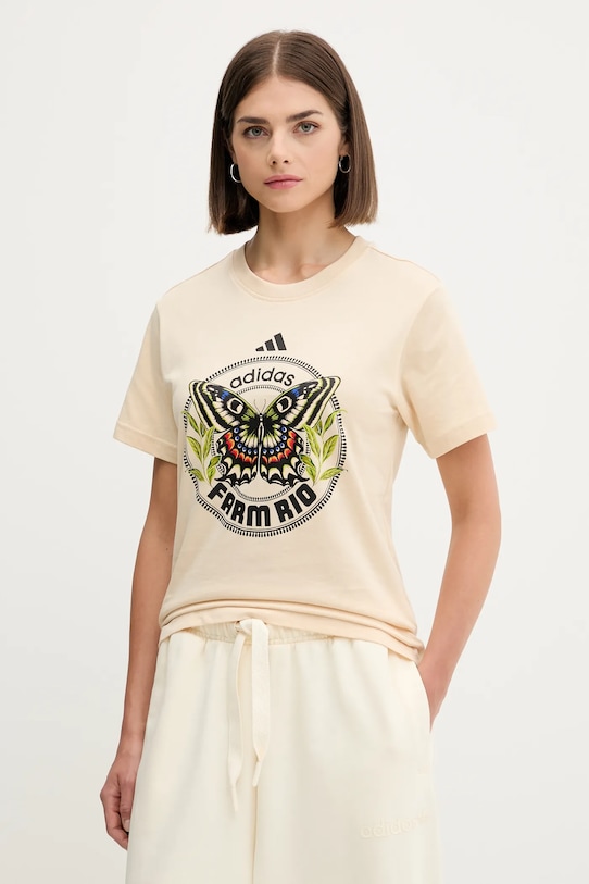 

Хлопковая футболка X Farm Rio Adidas, бежевый