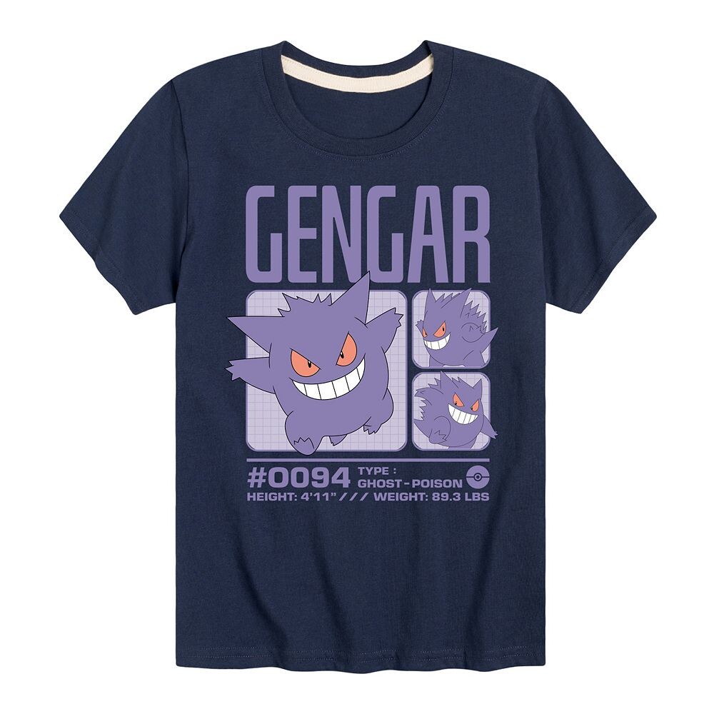 

Футболка с графикой Pokemon Gengar Stats для мальчиков 8–20 лет, темно-синий