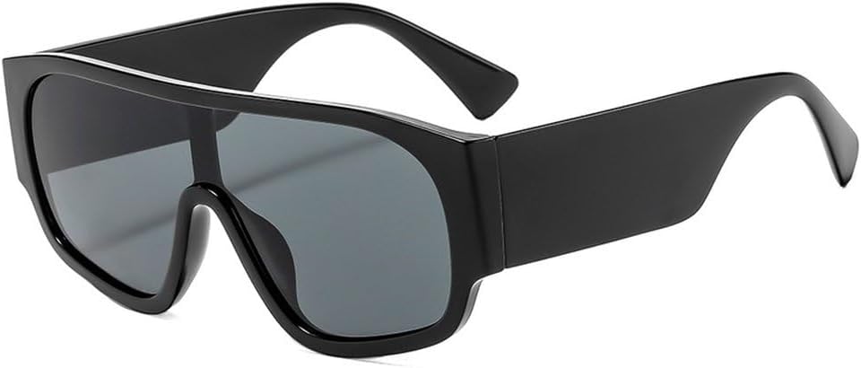 

Ретро большие женские солнцезащитные очки-пилот, цельные, красные и зеленые, с защитой от УФ-излучения UV400, мужские панк-солнцезащитные очки с широкими дужками SKFGNX, Black Grey