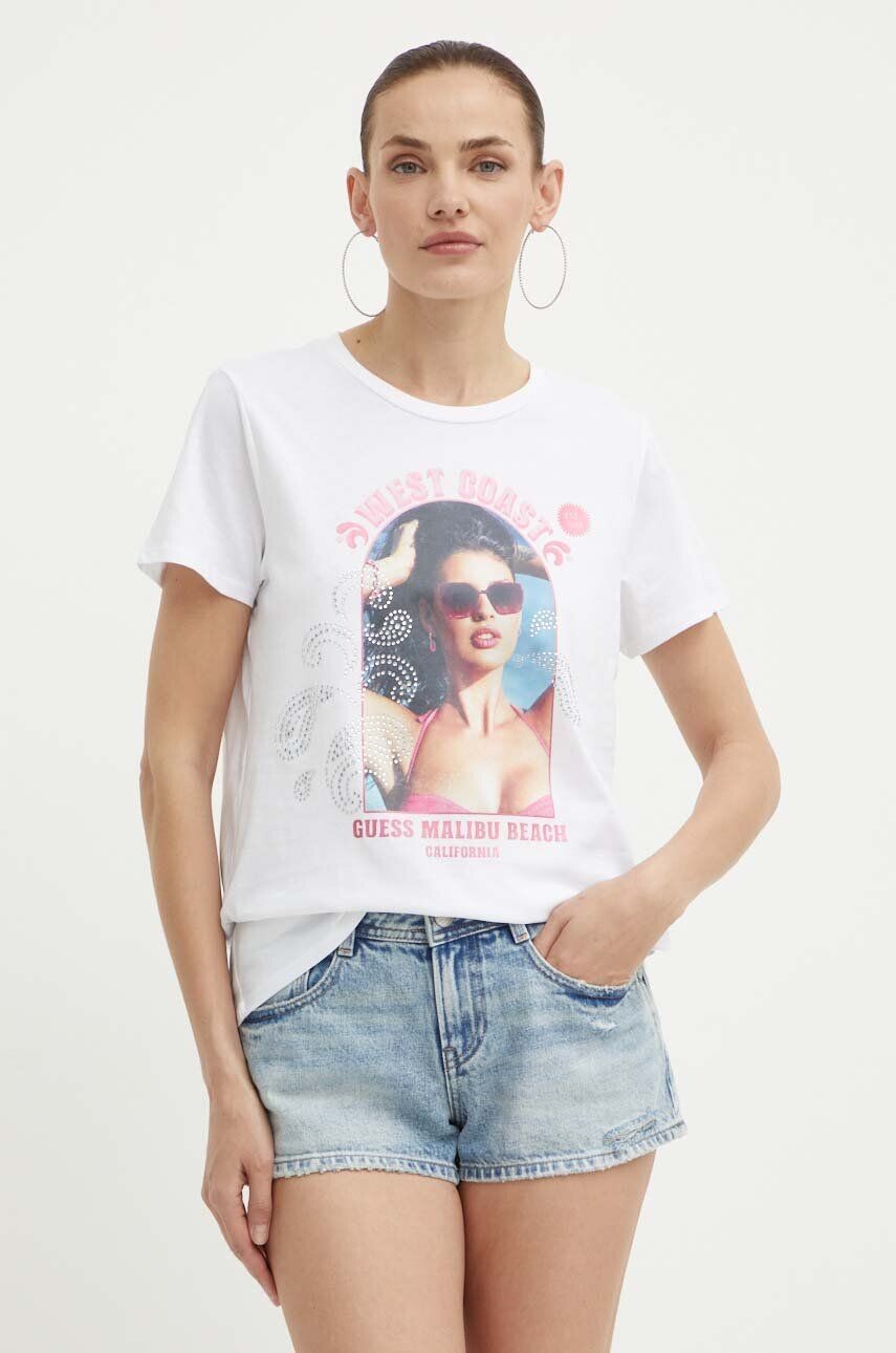 

Хлопковая футболка Guess, белый