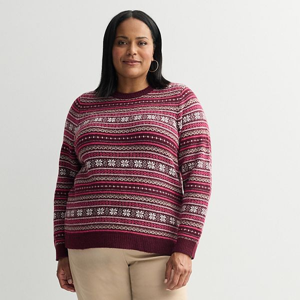 

Уютный свитер Plus size Croft & Barrow, Berry Joy Fairisle