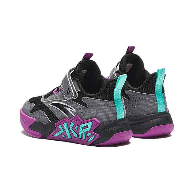 Детские баскетбольные кроссовки PS Low-top черные/серые/фиолетовые/синие Anta Kids, черный — фото 4